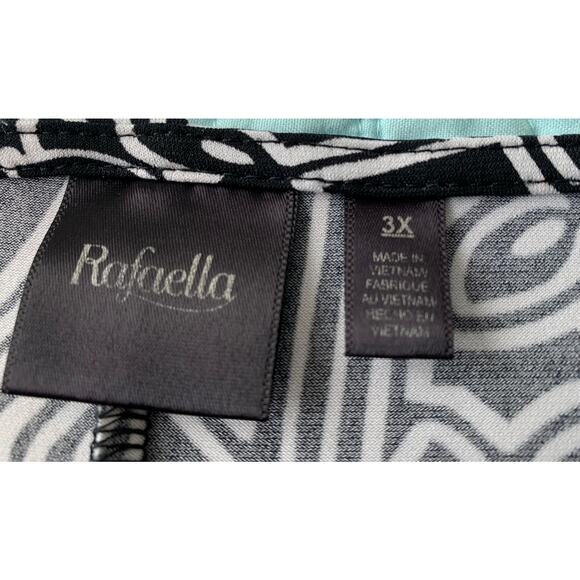 RAFAELLA COLD SHOULDER BLOUSE WOMENS, 3X, BLACK WHITE GEOMETRIC, ROUND NECK NWOT - Picture 11 of 12